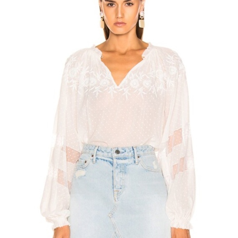 Ulla Johnson Nanon Embroidered Silk Blouse - Picture 6 of 11